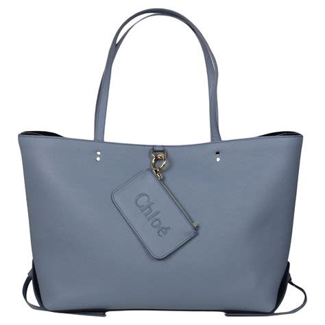 chloe blue tote bag
